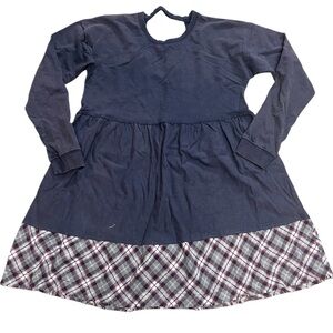 NWT Hem & Thread Babydoll Boho Plaid Frayed Hem Distressed Mini Tunic Dress M